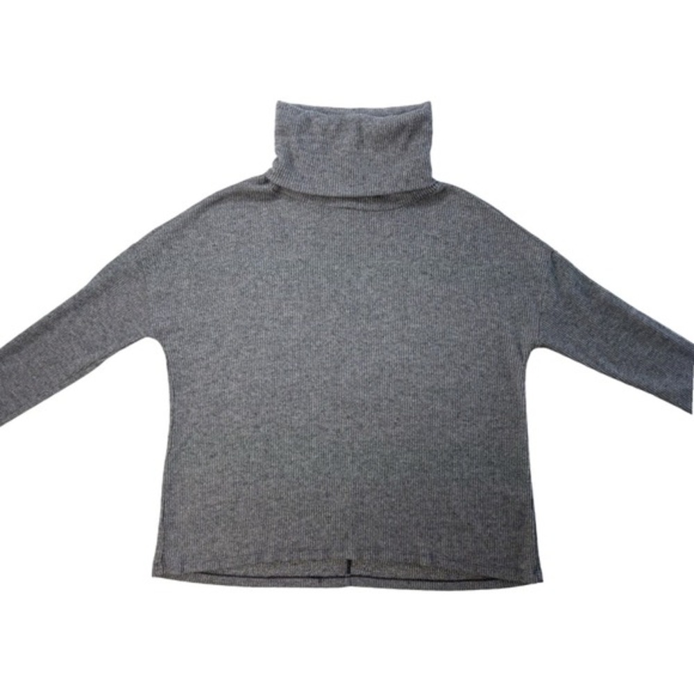 Women's‎ Gray Ribbed Turtle Neck Sweater Long Sleeve Size Small Soft Comfortable